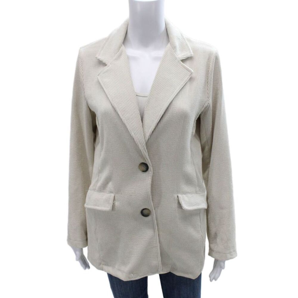 Johanna Paris Womens Basic Jacket Beige Button Polyester Long Sleeve Size S